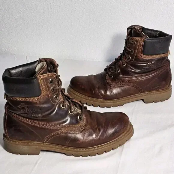 Vintage Panama Jack Brown Leather Ankle Boots Women's EU Size 38 US 7 - Picture 1 of 12